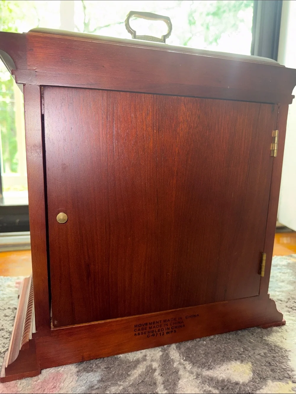 Classic Wooden Mantel Clock Decor in Rich Cherry Tabletop Grandfather Clock